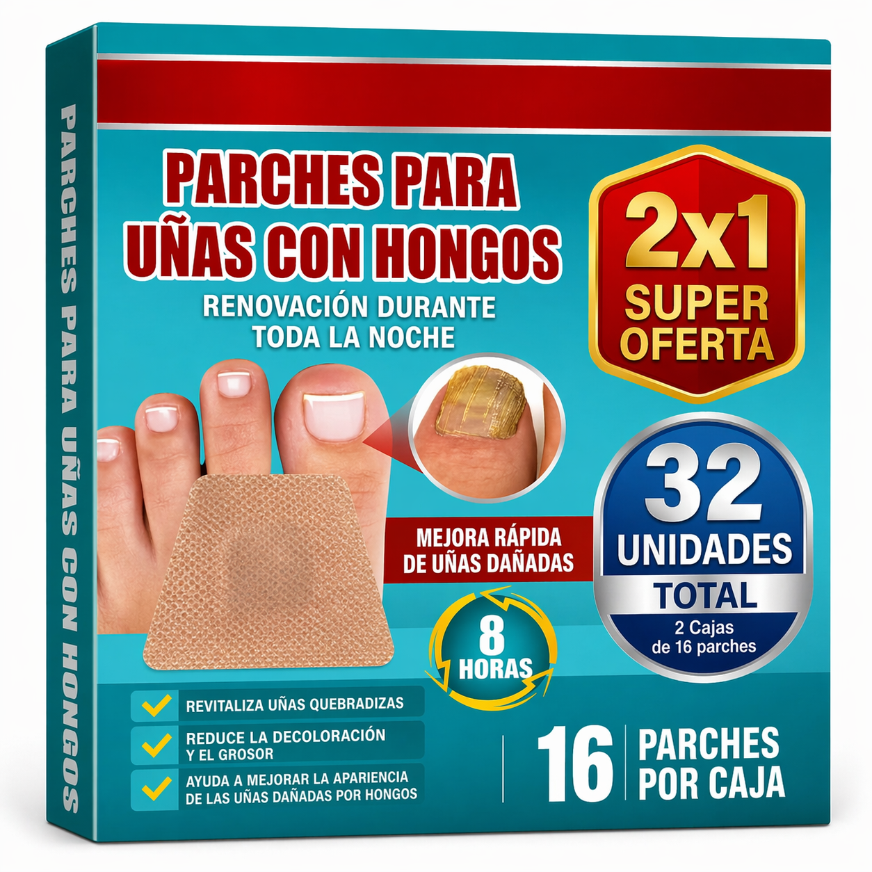 PARCHE DE UÑAS ANTIHONGOS 2x1=32unidades