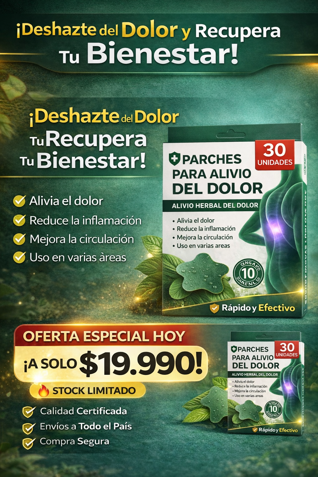 Parches Espalda Y Cuello Pack 30 Uni